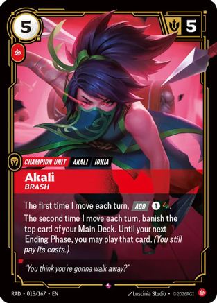 Akali, Brash (015/167) Radiance Foil Riftbound single by UVS Games