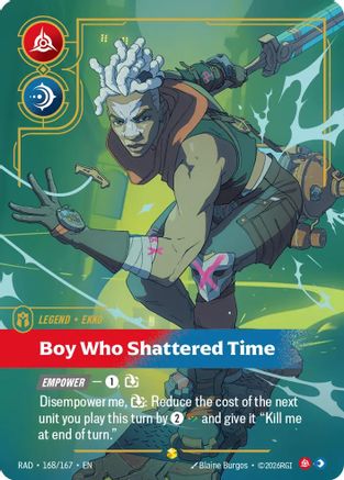 Ekko, Boy Who Shattered Time Riftbound Overnumbered Radiance Foil card 168/167 by UVS Games