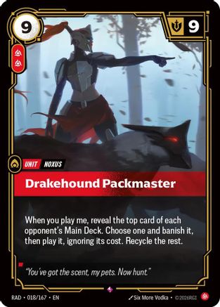 Drakehound Packmaster (018/167) Radiance Foil Riftbound single by UVS Games
