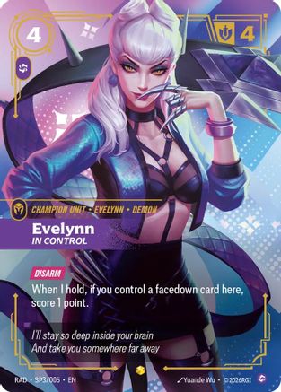 Evelynn In Control K/DA Special Art Card SP3/005 Radiance Foil Riftbound single by UVS Games