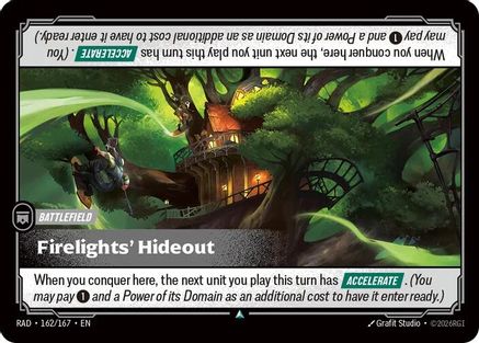 Firelights' Hideout (162/167) Riftbound trading card by UVS Games, Radiance set artwork