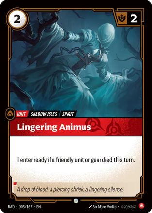 Lingering Animus (005/167) Radiance Foil Riftbound single by UVS Games card image