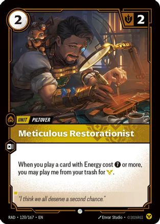 Meticulous Restorationist Radiance Riftbound single by UVS Games card image