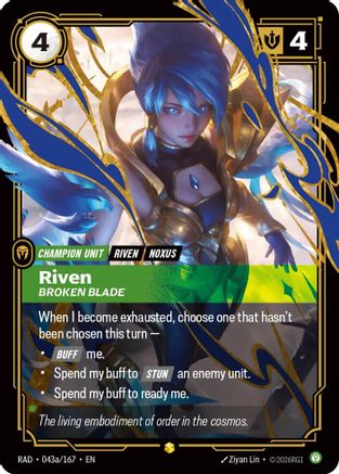 Riven Broken Blade Alternate Art Radiance Foil Riftbound trading card by UVS Games