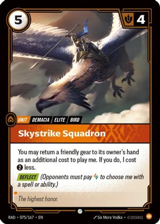Skystrike Squadron (075/167) Radiance Foil Riftbound trading card by UVS Games