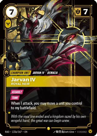 Jarvan IV Royal Heir alternate art Radiance Foil Riftbound single card by UVS Games