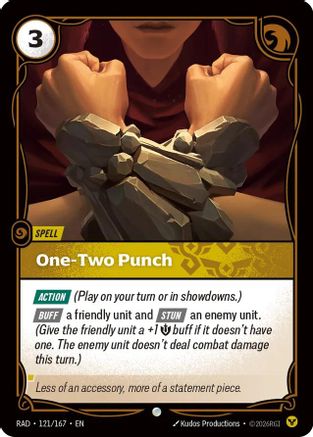 One-Two Punch (121/167) Radiance Foil Riftbound trading card by UVS Games