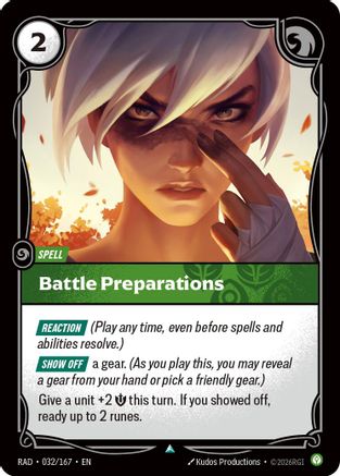 Battle Preparations (032/167) Radiance Foil Riftbound trading card by UVS Games