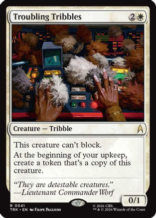 Foil Magic: The Gathering Troubling Tribbles MTG card featuring tribble creatures from Star Trek universe.