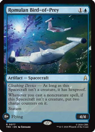 Magic: The Gathering Romulan Bird-of-Prey MTG single card from Star Trek series, featuring detailed ship artwork.