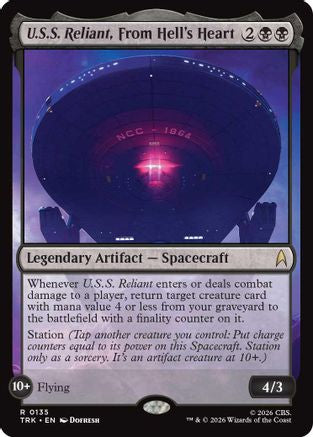 Magic: The Gathering U.S.S. Reliant From Hell's Heart MTG single card featuring detailed spaceship artwork from Star Trek series.