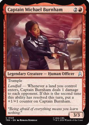 Magic: The Gathering Captain Michael Burnham (TRK-143) MTG single card featuring detailed artwork of the Star Trek character.