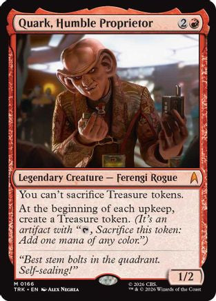 Magic: The Gathering Quark, Humble Proprietor MTG single card, featuring a detailed illustration of the MTG character Quark.