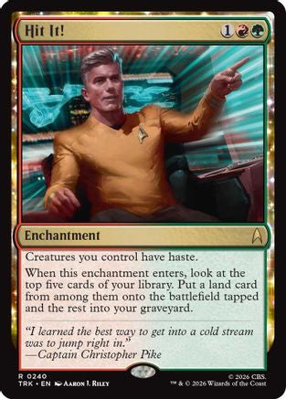 Magic: The Gathering Hit It! (TRK-240) Star Trek MTG single card featuring futuristic spaceship artwork.