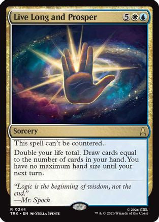 Magic: The Gathering Live Long and Prosper foil card from Star Trek MTG single set, featuring iconic Vulcan salute artwork.