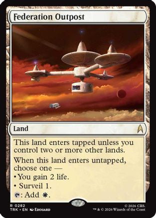 Magic: The Gathering Federation Outpost MTG single card from Star Trek collection, featuring futuristic outpost artwork.