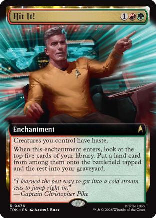 Foil Hit It! Extended Art Magic: The Gathering MTG single card from Star Trek series, featuring vibrant art and card details.