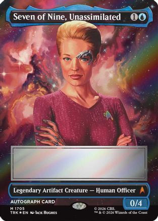 Magic: The Gathering Seven of Nine, Unassimilated foil MTG single card signed by artist, featuring Star Trek themed artwork.