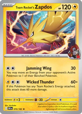 Team Rocket's Zapdos - (70/182) [Deck Exclusives]