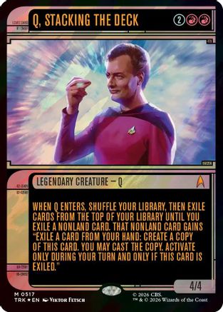 Magic: The Gathering Q Stacking the Deck Surge Foil MTG single card featuring a detailed illustration of Q from Star Trek.
