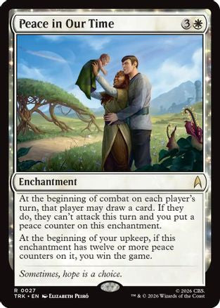 Magic: The Gathering Peace in Our Time MTG single card from Star Trek series featuring artwork and card details.