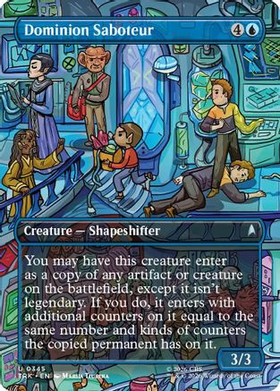 Magic: The Gathering Dominion Saboteur borderless foil card from Star Trek set, featuring detailed foil artwork and character image.