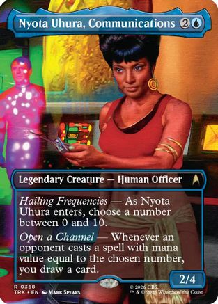 Foil Magic: The Gathering card featuring Nyota Uhura, Communications Officer from Star Trek, with detailed character illustration.