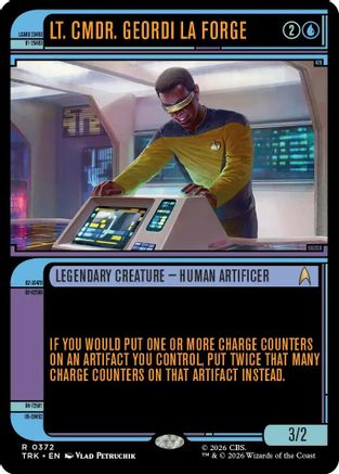 Foil Lt. Cmdr. Geordi La Forge Magic: The Gathering MTG single card from Star Trek showcase set, featuring detailed artwork.