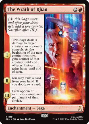 Magic: The Gathering The Wrath of Khan MTG single card from Star Trek set, featuring artwork of TRK-181 character.