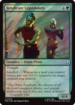 Magic: The Gathering Syndicate Liquidators foil MTG single card from Star Trek series, featuring detailed artwork and card details.
