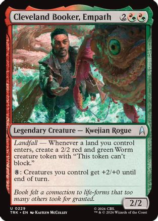 Magic: The Gathering Cleveland Booker, Empath foil card from Star Trek series, featuring artwork of a character with futuristic attire.