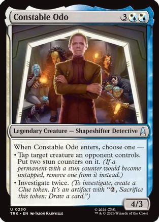 Magic: The Gathering Constable Odo foil card from Star Trek series, featuring detailed artwork of the Star Trek character.