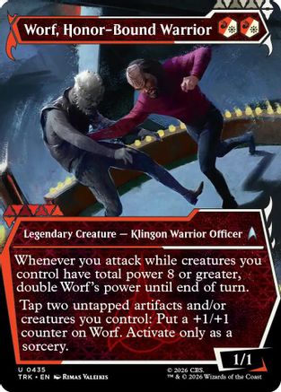Magic: The Gathering Worf Honor-Bound Warrior MTG single card featuring Worf in armor, detailed artwork from the Showcase set.