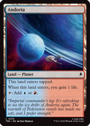 Magic: The Gathering Andoria foil MTG single card from Star Trek series, featuring detailed artwork and vibrant colors.