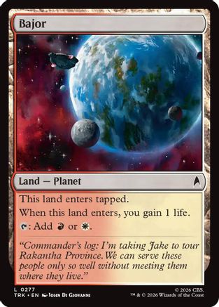 Magic: The Gathering Bajor foil MTG single card from Star Trek set, featuring vibrant artwork and card details.