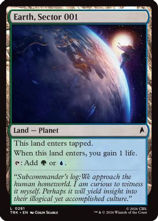 Magic: The Gathering Earth, Sector 001 MTG single card featuring detailed artwork of the iconic planet Earth from Star Trek universe.