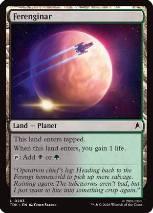 Magic: The Gathering Ferenginar MTG single card from Star Trek series featuring vibrant space-themed artwork.
