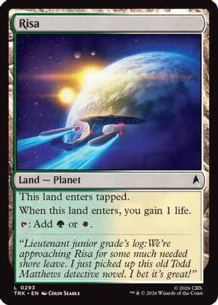 Magic: The Gathering Risa foil MTG single card from Star Trek series, featuring detailed artwork and vibrant colors.