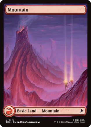 Magic: The Gathering Mountain (0310) card from Star Trek series, featuring a vivid mountain landscape with bold colors.