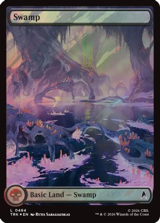 Magic: The Gathering Swamp (0484) Surge Foil card featuring dark swamp imagery and foil finish from the Star Trek set.