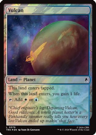 Magic: The Gathering Vulcan Surge Foil MTG single card featuring a Star Trek-themed design with vibrant artwork.