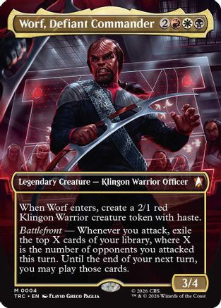 Worf, Defiant Commander (Borderless)  [Foil]  (TRC-004) - [Commander: Star Trek]