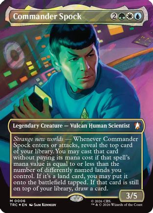 Commander Spock (Borderless) (Surge Foil)  [Foil]  (TRC-006) - [Commander: Star Trek]