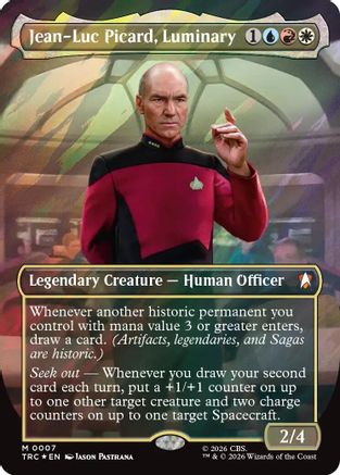 Jean-Luc Picard, Luminary (Borderless) (Surge Foil)  [Foil]  (TRC-007) - [Commander: Star Trek]