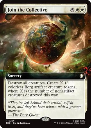 Magic: The Gathering Join the Collective (Extended Art) MTG single card featuring artwork of a Star Trek-inspired commander.