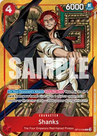 Bandai One Piece Shanks OP12-008 foil single card, Mini Case Set Vol. 3 Sunohara artwork