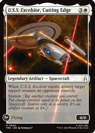 U.S.S. Excelsior, Cutting Edge foil MTG single from Magic: The Gathering, Star Trek card TRK-044