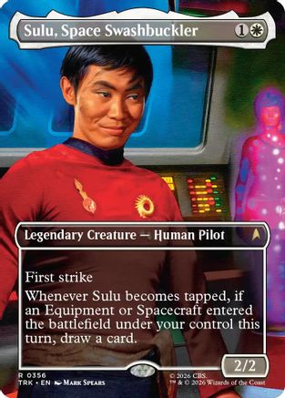 Sulu, Space Swashbuckler Borderless MTG single from Star Trek, Magic: The Gathering card art