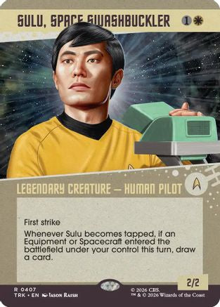 Magic: The Gathering Sulu, Space Swashbuckler Showcase foil MTG single from Star Trek, TRK-407 card art