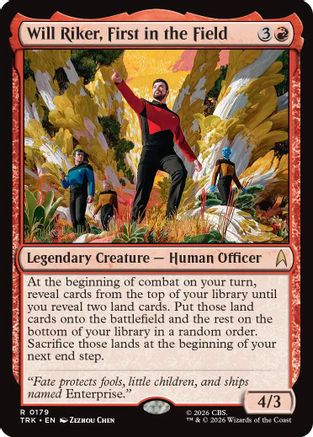 Will Riker, First in the Field MTG single from Magic: The Gathering, Star Trek card TRK-179